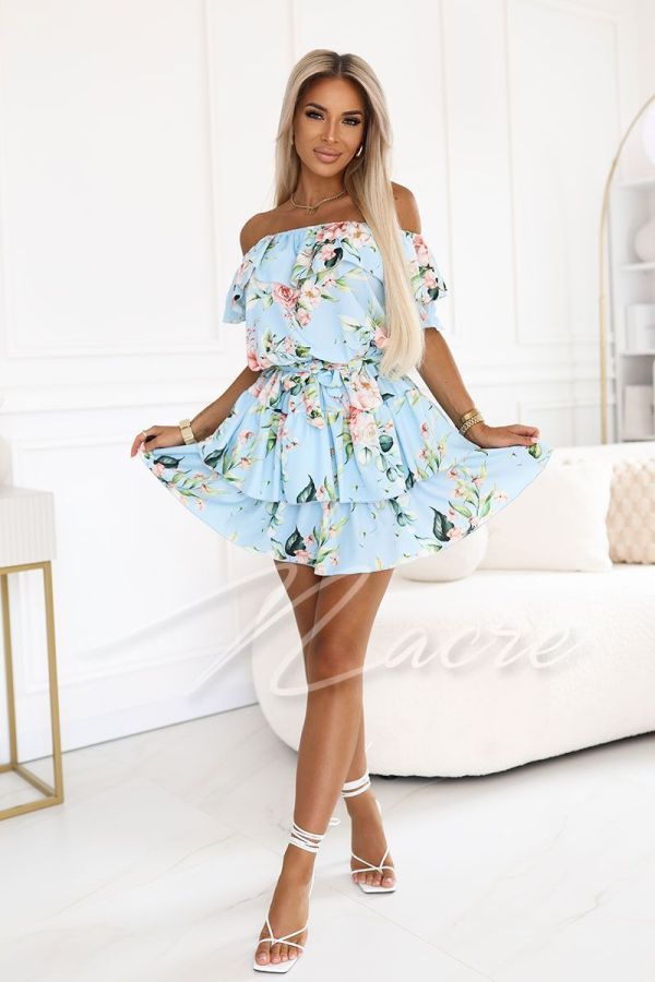 Spanish mini dress with blue flowers - Charlie
