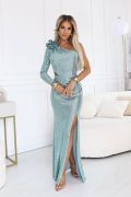 Pistachio maxi dress for one shoulder wedding - Venice