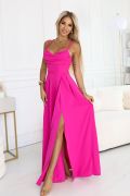 Fuchsia flared maxi dress with water neckline - Neves