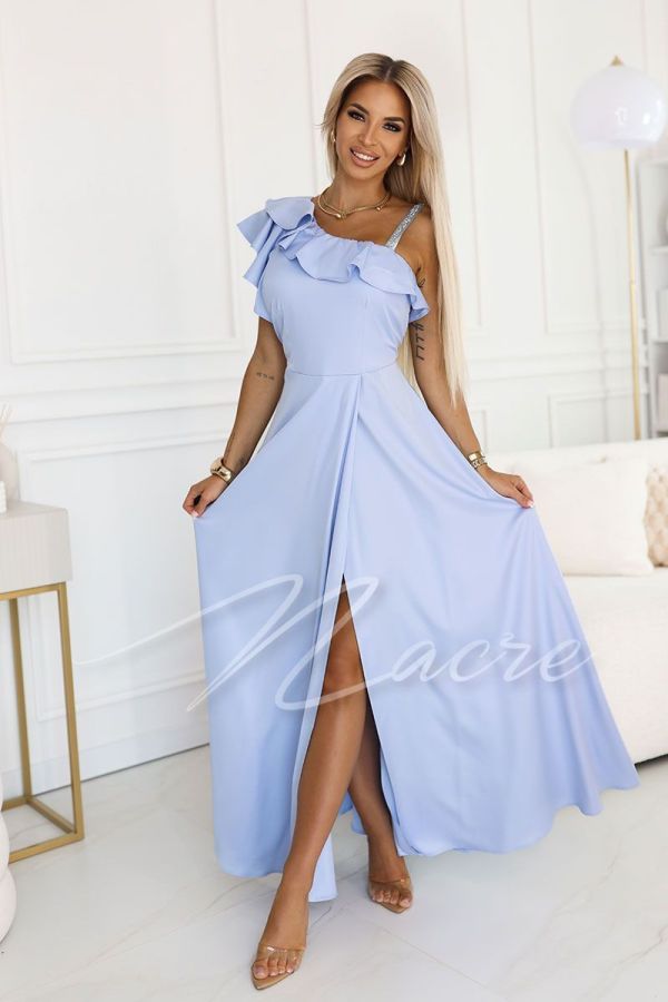 Blue one-shoulder Spanish-style dress - Heri