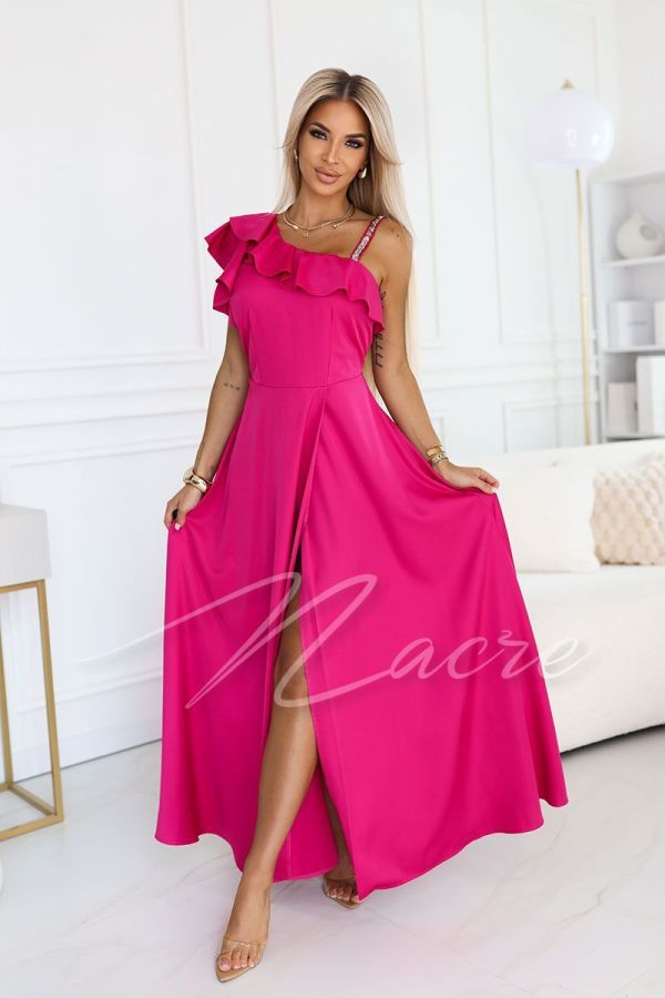 Fuchsia one-shoulder Spanish-style dress - Heri