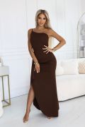 Chocolate one shoulder maxi dress - Rita