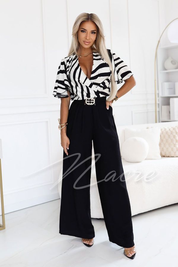 Women's jumpsuit with black pants and zebra top - Wiki