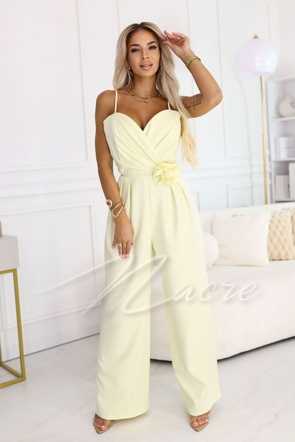 Yellow women's jumpsuit with wide leg - Everly