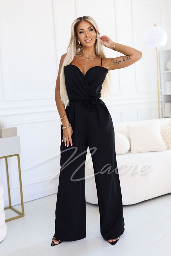 Black women's wide-leg jumpsuit - Everly