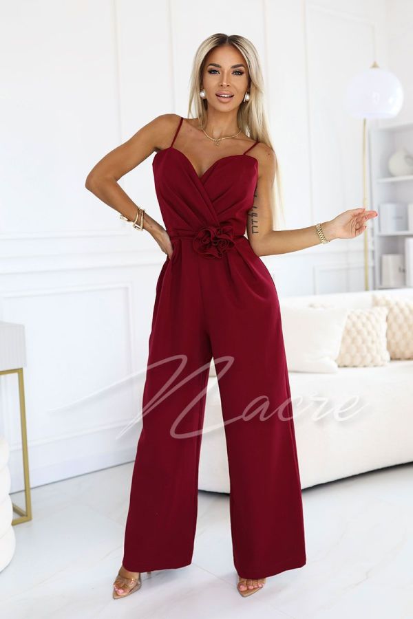 Maroon women's wide-leg jumpsuit - Everly