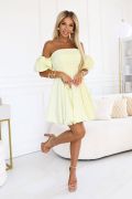 Żółta sukienka rozkloszowana mini z bufkami - Lolita