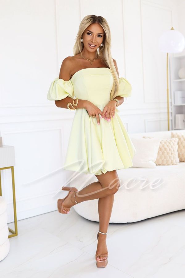 Yellow flared mini dress with buffets - Lolita