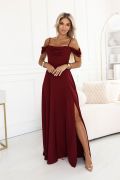 Maroon flared dress with water neckline - Bristol