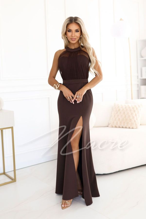 Chocolate maxi evening dress - Cayli