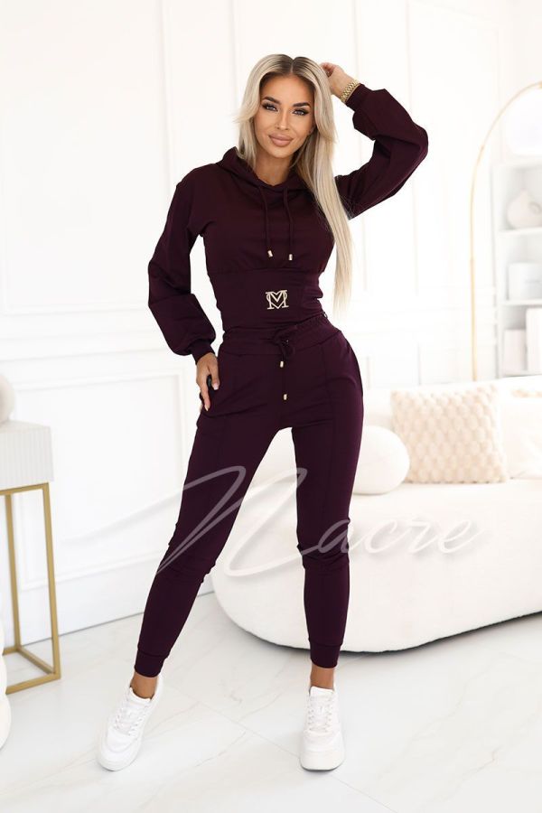 Plum women's cotton tracksuit set - Chica