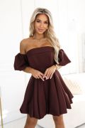 Chocolate flared mini dress with buffets - Lolita