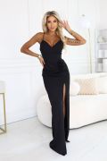 Black strapless maxi dress with decorative flowers - Roxi