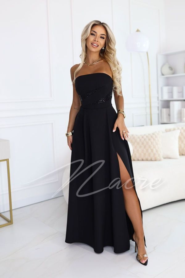 Black corseted flared dress - Omiko