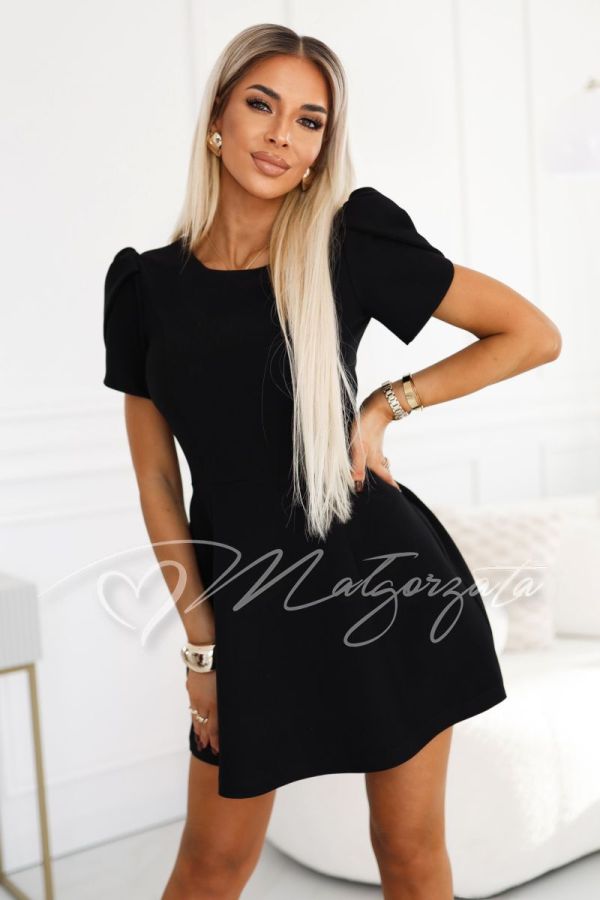 Black formal mini dress with back neckline and bow - Gabi