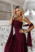 Maroon corset maxi dress with shawl - Alvina