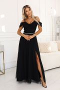 Black tulle maxi evening dress - Nina