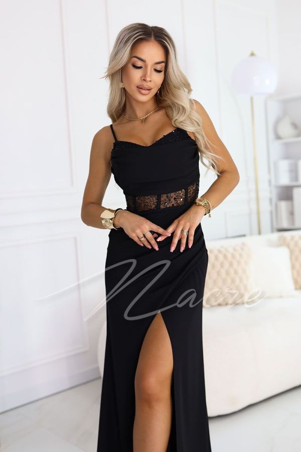 Black blush dress with sequined bodice - Anivia