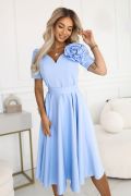 Blue flared midi dress for wedding - Ernesta