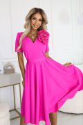 Fuchsia flared midi dress for wedding - Ernesta