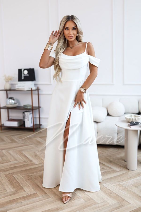 Flared wedding dress with corset and plunging straps - Almina