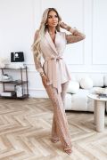 Beige women's suit with lace trousers - Paula