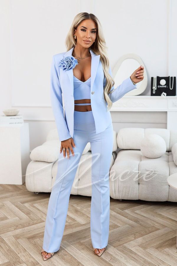 Niebieski garnitur damski na komunię z topem - Kenzie