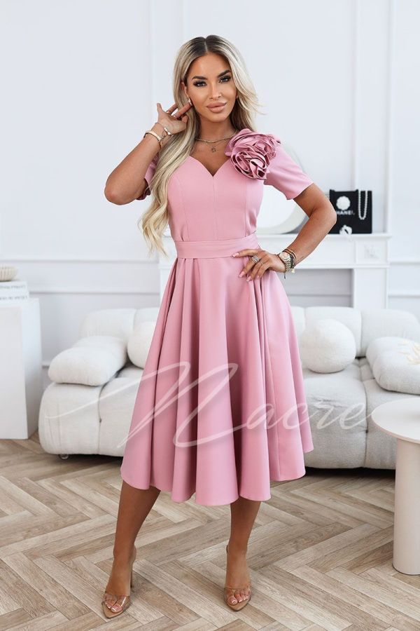 Pink flared midi dress for wedding - Ernesta
