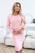 Pink knitted women's set with skirt - Femi