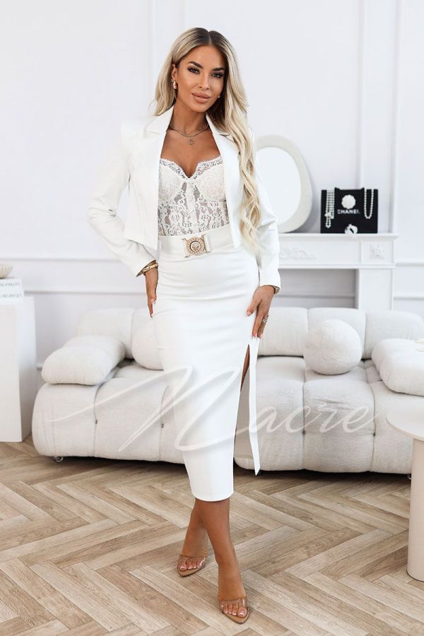 White women's midi jacket and trouser set - Olga