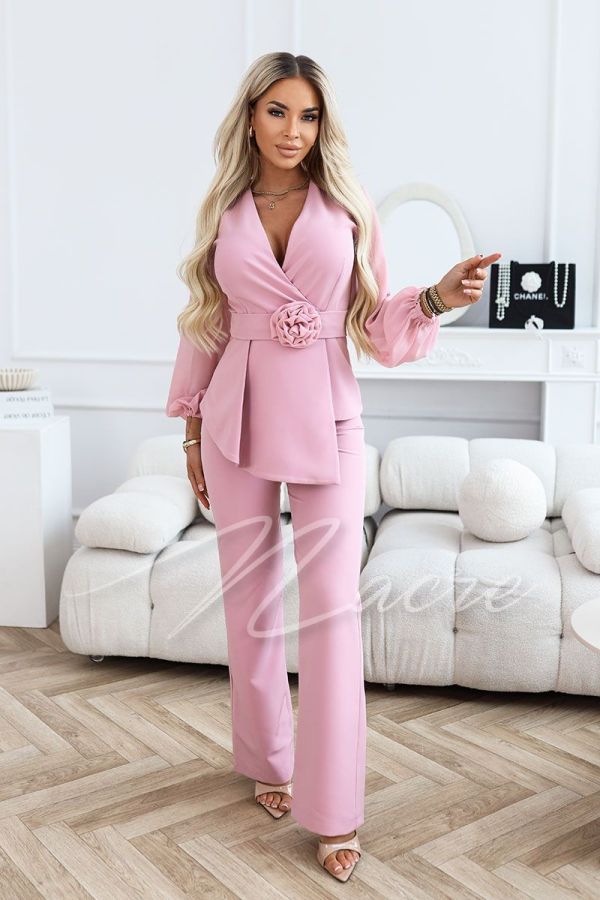 Pink elegant women's set with trousers - Ellis