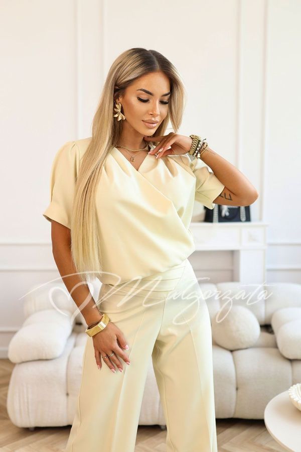 Yellow elegant women's set with trousers - Jenny