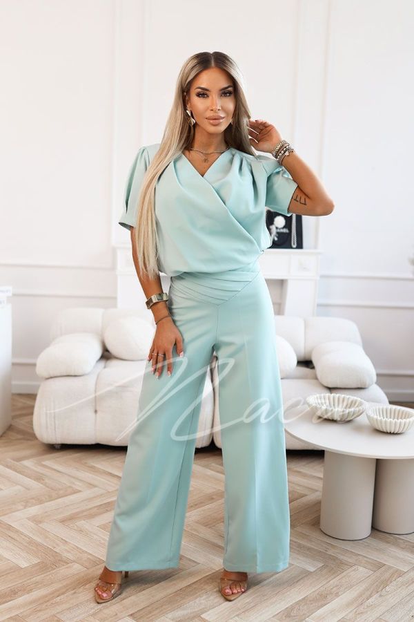 Sage elegant women's set with trousers - Jenny