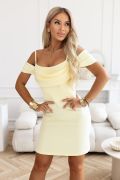 Yellow mini dress with dropped shoulders - Sona