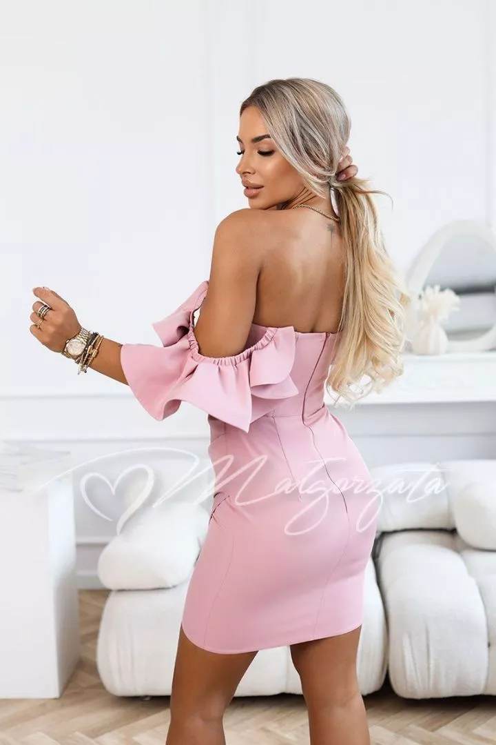 Pink mini dress with open shoulders - Nuri ❤️ Margaret