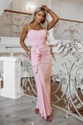 Pink strapless maxi dress with ruffle - Kesia
