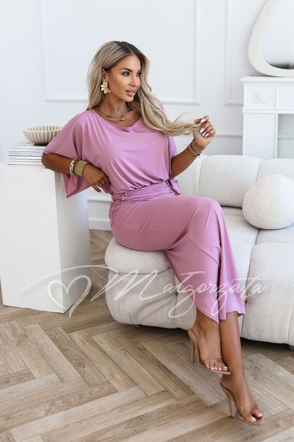 Pink imperfection-masking maxi dress with pleats - Aurora