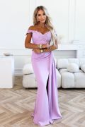 Lavender maxi dress for wedding with lace and slit - Florence