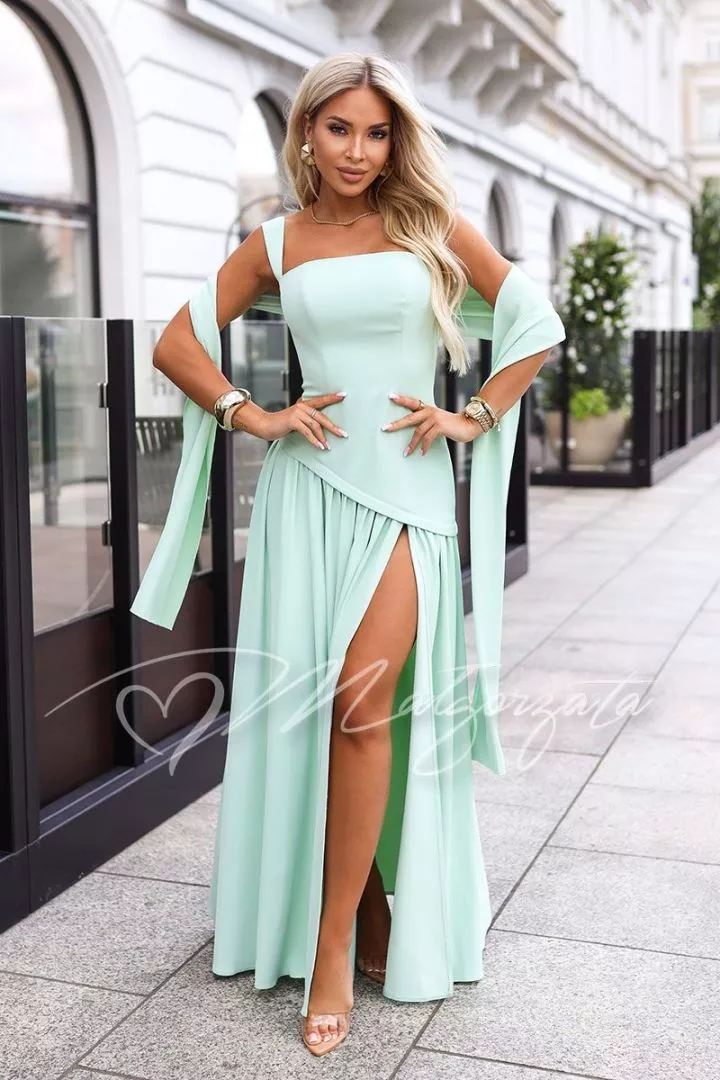 formal / gown corset dresses Pink A-line Satin Dress DATE260525-29 Chiffon Dress Designs - Formal Dresses Цвят:градински чай