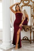 A burgundy fishtail dress with a boat neckline – Saylor