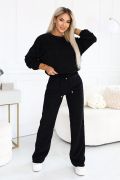 Black striped tracksuit set with wide-leg trousers – Luna