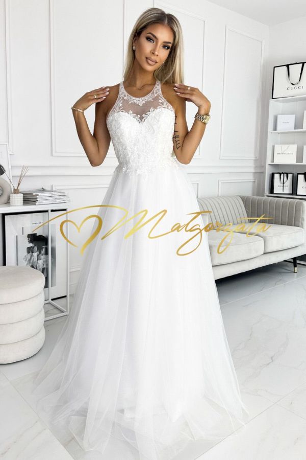 Dafne - suknia ślubna gorsetowa z zabudowaną górą długa biała