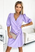 Lavender dress with envelope neckline short - Day