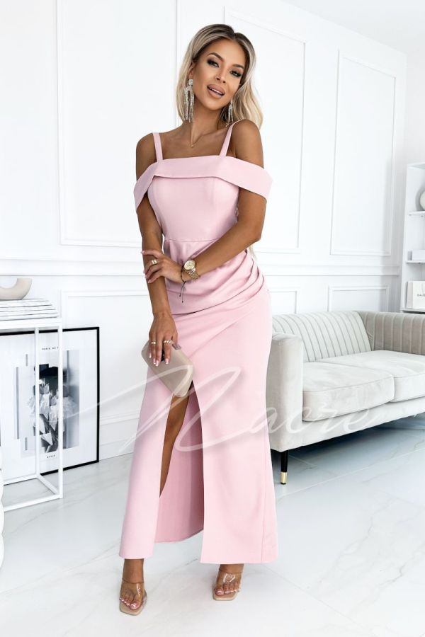 Pink maxi dress with dropped shoulders - Isla