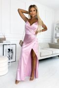 Pink satin dress with thin straps - Satine