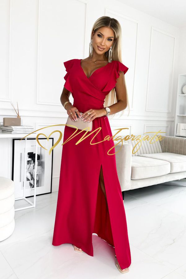 Violeta - sukienka asymetryczna maskująca niedoskonałości czerwona