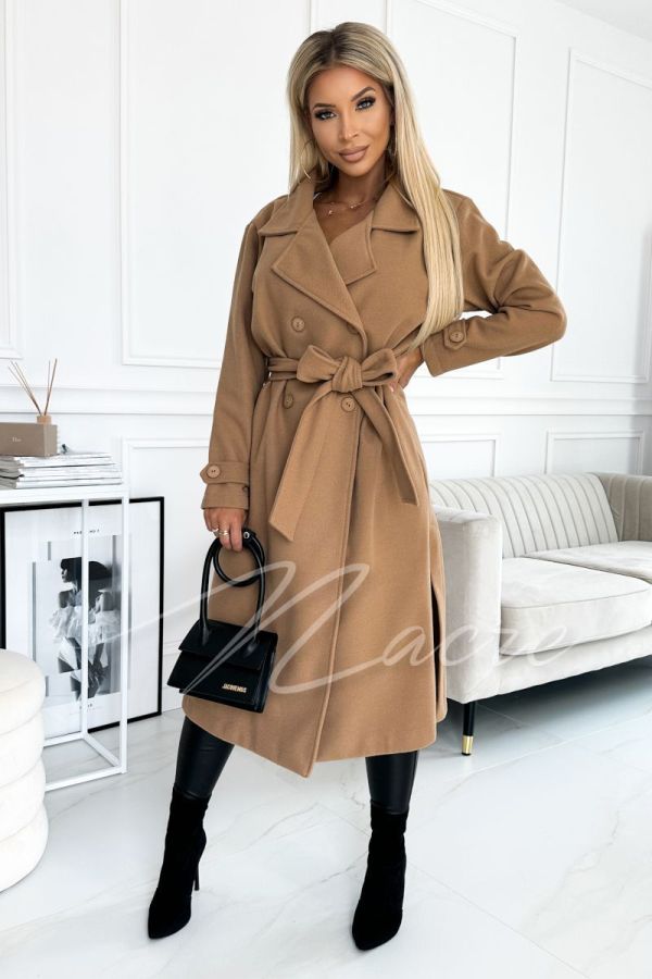 Penny - women's fall coat with wool caramel