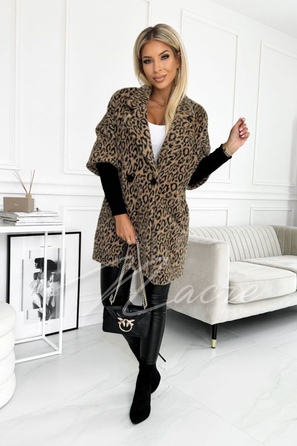 Olive - insulated oversize coat in camouflage caramel