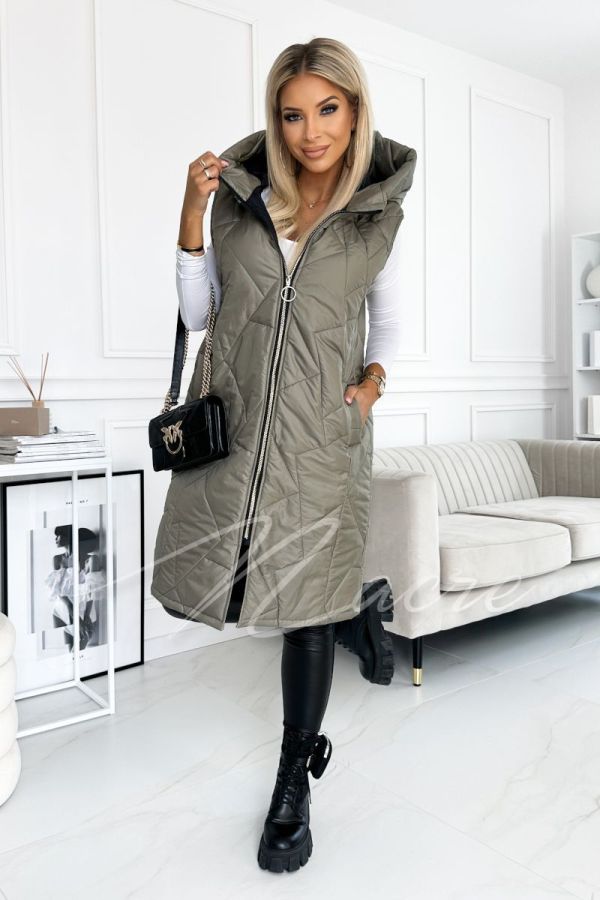 Giulia - Women's sleeveless long perfect for autumn khaki