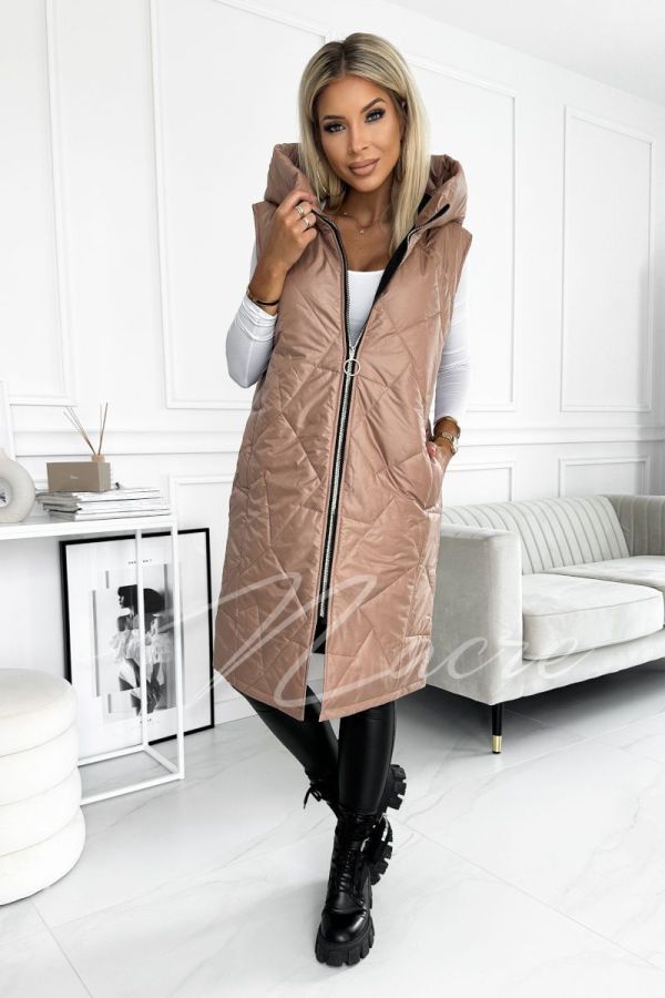 Giulia - Women's sleeveless long perfect for autumn caramel